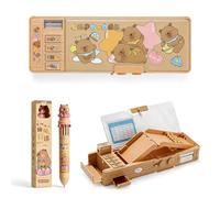Pop Up Estuche Capybara Multifuncional con Pen Multicolor, Estuche para lápices con Cerradura de combinación, capibara Caja de papelería Organizador de Artículos de Papelería para Niñas y Niños