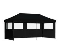 Pop Up - Pabellón de jardín plegable, 3 paredes laterales, color negro | Techo Oxford PVC, ventanas transparentes, acero termolacado, montaje rápido, uso residencial