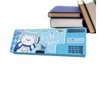 Pop Up Pencil Box for School and College - Cute Cartoon Pen Box Organizer Stationery with Calculators, Pop Up Multifunction Pencil Case for Girls Stationery Organizer with Calculator for Girls,