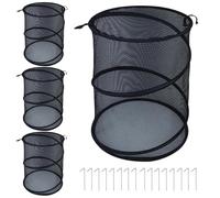 Pop Up Plant Cover Set of 4, 19.7x13inches Breathable Foldable Mesh Cages for Garden Protection, Animal-Proof Netting for Tomatoes, Strawberries, Fruits, Raised Beds