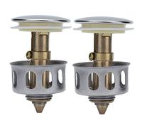 Pop Up Sink Stopper | 2Pcs Push Bounce Core Drain Screen for Bathroom/Kitchen | Stainless Steel & Brass Hair Catcher Prevents Clogs