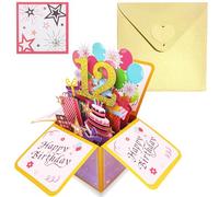 Pop Up Tarjeta Cumpleaños 12 Años Oro Rosa,3D Tarjeta Felicitacion Cumpleaños Original con Sobre Nota para Niña,Birthday Gift Card Tarjetas Personalizadas Regalo para Hija Hermanas Amigo