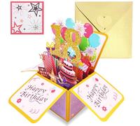 Pop Up Tarjeta Cumpleaños 18 Años Oro Rosa,3D Tarjeta Felicitacion Cumpleaños Original con Sobre Nota para Niña,Birthday Gift Card Tarjetas Personalizadas Regalo para Hija Hermanas Amigo