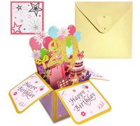 Pop Up Tarjeta Cumpleaños 20 Años Oro Rosa,3D Tarjeta Felicitacion Cumpleaños Original con Sobre Nota para Niña,Birthday Gift Card Tarjetas Personalizadas Regalo para Hija Hermanas Amigo