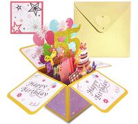 Pop Up Tarjeta Cumpleaños 55 Años Oro Rosa,3D Tarjeta Felicitacion Cumpleaños Original con Sobre Nota para Mujer,Birthday Gift Card Tarjetas Personalizadas Regalo para Mamá Esposa Abuela