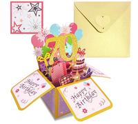 Pop Up Tarjeta Cumpleaños 70 Años Oro Rosa,3D Tarjeta Felicitacion Cumpleaños Original con Sobre Nota para Mujer,Birthday Gift Card Tarjetas Personalizadas Regalo para Mamá Esposa Abuela