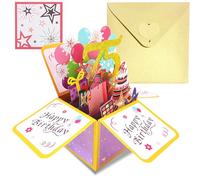 Pop Up Tarjeta Cumpleaños 75 Años Oro Rosa,3D Tarjeta Felicitacion Cumpleaños Original con Sobre Nota para Mujer,Birthday Gift Card Tarjetas Personalizadas Regalo para Mamá Esposa Abuela