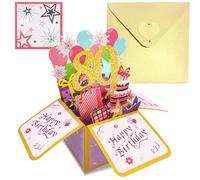 Pop Up Tarjeta Cumpleaños 80 Años Oro Rosa,3D Tarjeta Felicitacion Cumpleaños Original con Sobre Nota para Mujer,Birthday Gift Card Tarjetas Personalizadas Regalo para Mamá Esposa Abuela