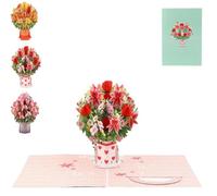 Pop-Up Wildflower Valentine’s Card, 3D Paper Flower Bouquet Greeting Card with Note and Envelopes, Foldable Bouquet Romantic Love Cards Keepsake for All Occasion,Birthday,Valentine Day