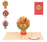 Pop-Up Wildflower Valentine’s Card, 3D Paper Flower Bouquet Greeting Card with Note and Envelopes, Foldable Bouquet Romantic Love Cards Keepsake for All Occasion,Birthday,Valentine Day