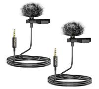 PoP voice 2 micrófonos profesionales de solapa Lavalier de 3,5 mm, compatible con DJI Mic 2/Rode Wireless GO 2/II transmisores para iPhone, Android, smartphone, mini micrófono para YouTube,