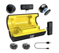 PoP voice Micrófono Lavalier inalámbrico para iPhone 16/15/14, iPad y Android, mini micrófono USB-C con funda de carga (48H), clip magnético, reducción de ruido, rango de 100 pies para Vlog, YouTube