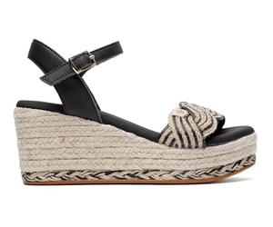 POPA Sandalia con cuña de esparto PopaGarua Yute negro- Alpargata Mujer con Hebilla - Mujer color: negro talla: 40