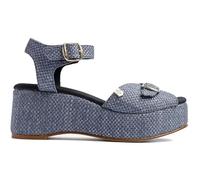 POPA Sandalias de cuña baja Muriel en rafia negro - Mujer color: negro talla: 40