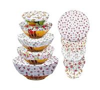 POPAPIE 5 Piezas Fundas Reutilizables para Cuencos,Cubiertas de Tela Elástica para Cuencós,Tapas de Tela,Fundas de Tela para Cuencos para Ensaladera de Vidrio Melones Microondas