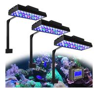 PopBloom 300W Luz LED de Acuario Marino, Iluminación Multiespectrales Marino Regulable para Acuario de Coral, Soporte de Lámpara Incluido, con Controlador Inteligente (3 Lámparas con Kit de Montaje)