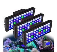 PopBloom 300W Luz LED de Acuario Marino, Iluminación Multiespectrales Marino Regulable para Acuario de Coral, con Controlador Inteligente (3 Lámparas con Kit para Colgar)