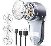 POPCHOSE Quitapelusas Eléctrico para Ropa, Afeitadora de Pelusas con 6 Cuchillas, Removedor de Bolitas para Suéteres, Sofás y Muebles, Recargable USB