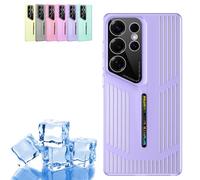 Popcoom Ultra Thin Summer Cooling Case for Samsung Breathable Mesh Heat Dissipation Cover for Galaxy S25/S24/S23 Ultra - Anti-Overheat Full Protection Slim Design (Purple,S25)