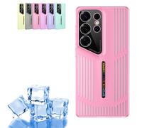 Popcoom Ultra Thin Summer Cooling Case for Samsung Breathable Mesh Heat Dissipation Cover for Galaxy S25/S24/S23 Ultra - Anti-Overheat Full Protection Slim Design (Pink,S25Ultra)