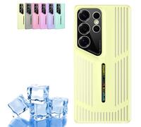 Popcoom Ultra Thin Summer Cooling Case for Samsung Breathable Mesh Heat Dissipation Cover for Galaxy S25/S24/S23 Ultra - Anti-Overheat Full Protection Slim Design (Yellow,S23Ultra)