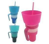 Popcorn Cup Bowl Combo With Straw And Handle | 3 Pieces Snack And Drink Cup 2 In 1 | Leakproof Combo Drink Tumbler For Candy Chips Beverage | Used For Home Travel Restaurant Movie Night Picnic Theater