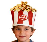 Popcorn Hat - Popcorn Costume Hat | Popcorns Bucket Headwear - Creative, Crazy Party Hats For Kids And Adults, Halloween Carnival Party Cosplay Digital Print Adult Prop, About 32x28cm/12.6x11.02 In