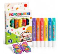 Popcorn Pens Puffy 3D Art Set, 6-Color Heat-Activated Bubble Markers (1 Set)