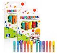 Popcorn Pens Puffy 3D Art Set, 6-Color Heat-Activated Bubble Markers (2 Sets)