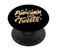 Popcorn & Plot Twists Funny Movie Film TV Show Fan PopSockets PopGrip Adhesivo