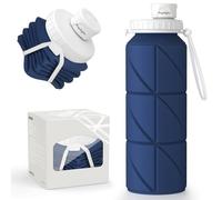 Popdigito Botella de agua plegable de silicona para viajes, a prueba de fugas, flexible, sin BPA, portátil, botella de agua plegable ligera para camping, senderismo, deportes, botellas de agua de