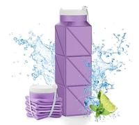 Popdigito Tapa a prueba de fugas con popote para botellas de agua plegables para botellas de agua plegables de 20.6 onzas, botellas de viaje, gimnasio, camping, senderismo (versión de tapa de boquilla