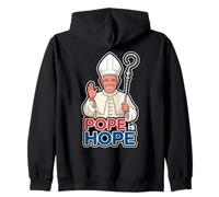 Pope Is Hope Caricatura Papa Mensaje Fe Católica Esperanza Sudadera con Capucha