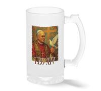 Pope Leo XIV Catholic Coffee Mug - Traditional Papal Portrait Cup with Dove & Cross - Christian Faith Gift Transparente taza de Stein de la cerveza 0.5L