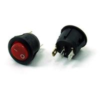 POPESQ® 1 piezas x Interruptor 1 Contacto con Iluminacion 23mm Redondo 6A / 250V Negro - Rojo Plastico / 1 pcs. x Switch 1 Contact with Lighting 23mm Round 6A / 250V Black - Red Plastic #A1278