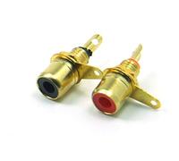 POPESQ® 2 unidades. x RCA Cinch Conector Hembra Set 1 Vías Placa Frontal Rojo/Negro Placa Oro #A3712