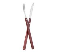 POPETPOP 1 juego Cuchillo y Tenedor de Barbacoa Inoxidable con Mango de Juego para Asados Camping y Picnics