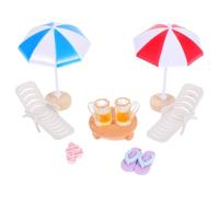 POPETPOP 1 Juego de Juguetes de Playa en Miniatura para Casa de Muñecas, con Muebles de Playa, Sombrilla, Tumbonas Y Decoraciones para Piscina, Ideales para Jardines de Hadas, Areneros Y Casas de