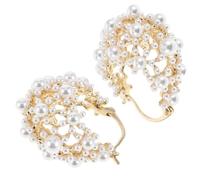 POPETPOP 1 Par De Pendientes De Aro Para Mujer: Estructura Hueca Con Perlas Artificiales En Racimo. Pendientes De Perla Ligeros Y Elegantes Para Fiestas Y Uso Diario.