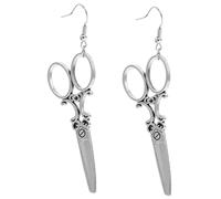 POPETPOP 1 par Pendientes Largos de Diseño Creativo Forma de Tijeras para Mujeres Joyería de Ear Drop y Elegante Color Plateado Accesorios Únicos para Ocasiones