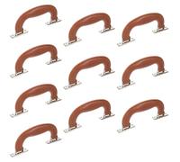 POPETPOP 10 Asas Semicirculares de Plástico para Maletas y Cajas de Herramientas Mango de Reemplazo Ergonómico Antideslizante Color Marrón Base Plateada Paquete de 10 Piezas para Uso