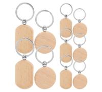 POPETPOP 10 Llaveros de Madera de Haya en Blanco para Diy, Fáciles de Reconocer, Estilo Rústico y Delicado, Ideales para Regalos de Año y Cumpleaños