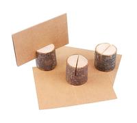 POPETPOP 10 Piezas Clips Portanombres Madera con Base Soporte Fotos y Tarjetas Kraft para Bodas Menús y Notas de Oficina Decoración Mesa Elegante y Práctica