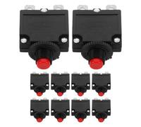 POPETPOP 10 Piezas Disyuntor de Botón de Reinicio, Protector de Sobrecarga Eléctrica Manual, Terminales de Conexión Rápida, Plástico y Metal, Negro, para Circuitos Industriales y Motor