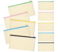 POPETPOP 10 Piezas Lona con Cremallera Estuche Compacto para Lápices y Maquillaje Resistente y Lavable Organizador Versátil para Papelería y Accesorios