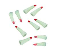 POPETPOP 10 Uñas Postizas de Bruja para Halloween, de Plástico Rojo, Diseño Realista y Espeluznante, Cómodas de Llevar y Que Brillan Oscuridad para Disfraces y Fiestas