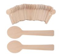 POPETPOP 100 Cucharas de Madera para Miel y Café Acabado Liso, Mini Cubiertos Elegantes para Tarros y Cafeterías, Utensilios Funcionales Beige de 10 Cm