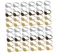 POPETPOP 100 piezas Bases para Anillos Ajustables de Metal Bandejas Planas Redondas para Cabujón Almohadillas Cinco Colores para DIY Joyería Suministros para Montaje de Gemas y Perlas