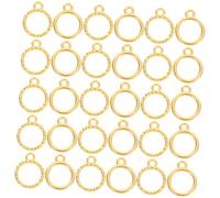 POPETPOP 100 Piezas Mini Open Bezel Frames Hollow Round Pendant Blanks Zinc Alloy For Resin Diy Necklace Jewelry Making Supplies