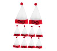 POPETPOP 10piezas Mini Gorro de Papá Noel para Decoración de Fiestas Navideñas Hecho de Material para Manualidades de Bricolaje y Mini Sombreros de Navidad